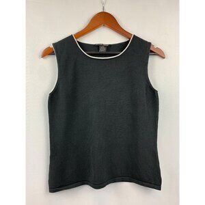 Nicole Studio Womens Silk Blend Sleeveless Top Size 8 Black & Cream